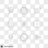 Social Media Icons, Outlines, Transparent