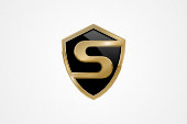 AI Logo: Gold Letter S Shield Logo